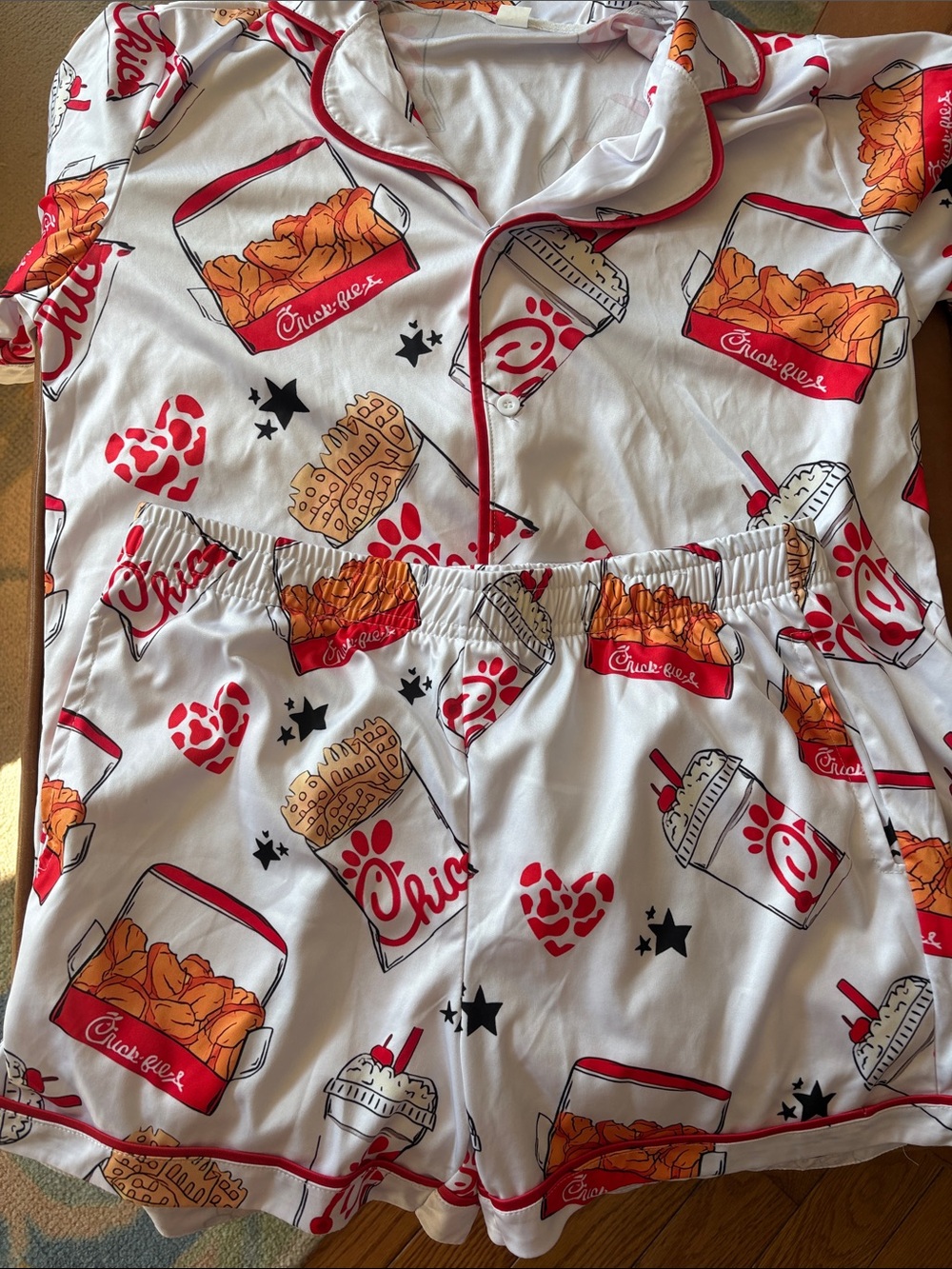 Chick-fil-A Graphic Pajama Set - White with Red & Orange Print
